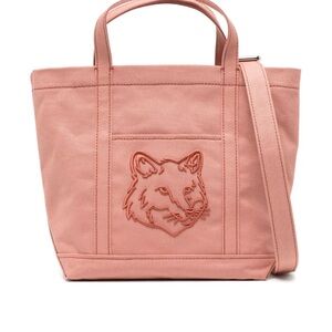 👜 Authentic Maison Kitsuné Fox Head Mini Canvas Tote Crossbody Pink